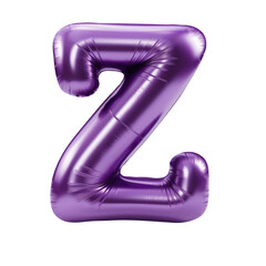 purple metallic Z alphabet balloon Realistic 3D on white background.