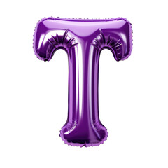 Naklejka premium purple metallic T alphabet balloon Realistic 3D on white background.