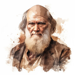 Reconstitution of Charles Darwin’s portrait, ia generated