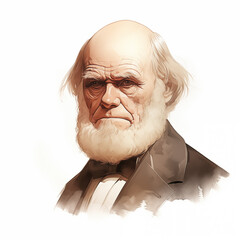 Reconstitution of Charles Darwin’s portrait, ia generated