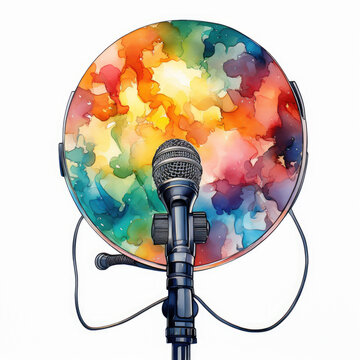 colorful microphone with abstract background clip art preview