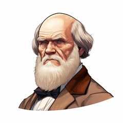 Reconstitution of Charles Darwin’s portrait, ia generated