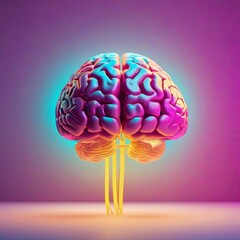 Multicolored Brain - 3D Illustration of a human brain painted in different colors - Science and technology, biotechnology and artificial intelligence concept - obrazy, fototapety, plakaty