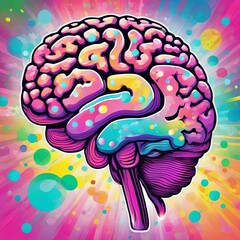Multicolored Brain - 3D Illustration of a human brain painted in different colors - Science and technology, biotechnology and artificial intelligence concept - 697363059