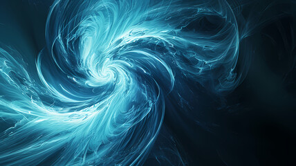 blue typhoon wave digital art on a black background - obrazy, fototapety, plakaty