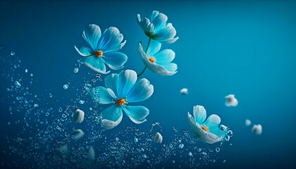 Fototapeta na wymiar Flowers splash beautiful postcard or place for a subject. Generative AI,