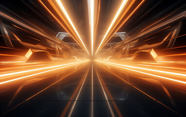 yellow light shining through futuristic tunnel