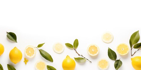 Lemon slices photographed on a white background. generative AI