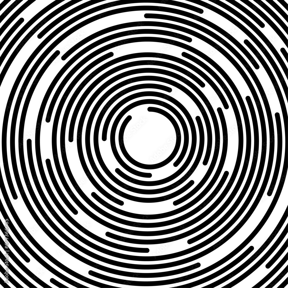 Poster abstract concentric cutted circles, random following lines segmentation, round path. vector