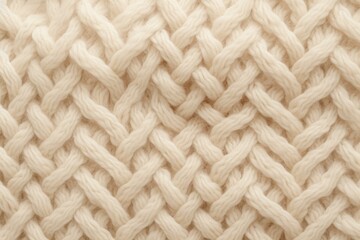 Close-up Texture of Cream Knitted Fabric