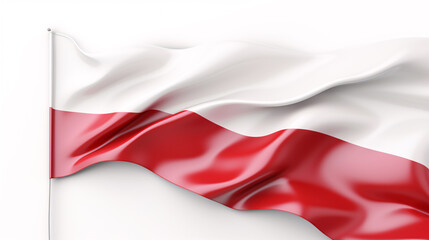 Isolated 3D Poland flag on white background with flag frame for text.
