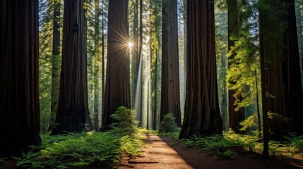 California's avenue of the giants is home to giant redwood trees.
