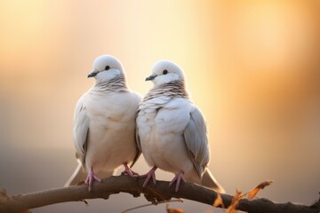 Romantic Dove Couple at Sunset