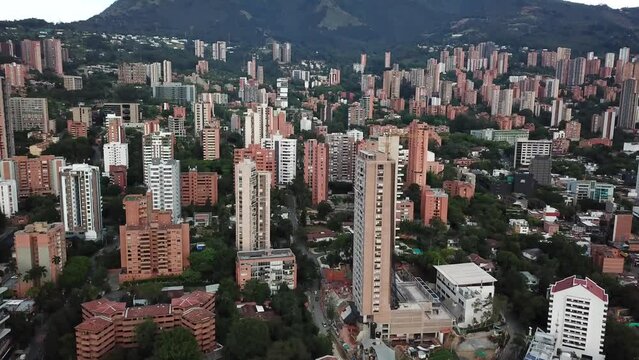 Aerial drone footage of Medellin downtown, Colombia, Latin America. High quality 4k footage