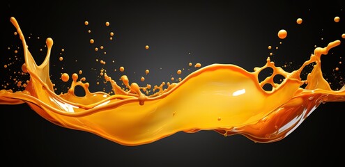 Orange water splash effect on black background