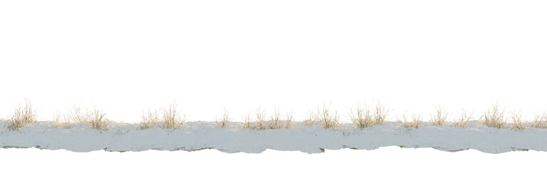 Fototapeta na wymiar Snow Covered Grass on a Tranquil Winter Day. 3D render.