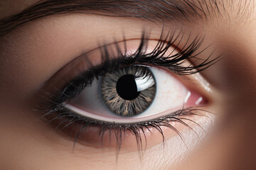 Obraz premium A female's peepers with long fringes in close-up.