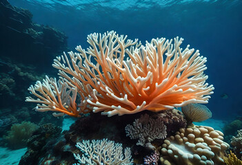 Fototapeta na wymiar coral underwater in minimal style