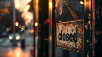 A sign that says Sorry we're closed shop closed sign generativ ai - Powered by Adobe
