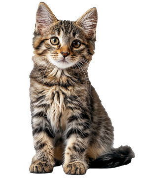 simpatico cucciolo di gattino certosino visto frontalmente su sfondo bianco scontornabile, occhi dolci