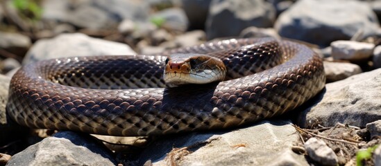 Obraz premium Snake on gravel