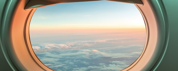 Beautiful view of clouds photographed from inside the plane - obrazy, fototapety, plakaty