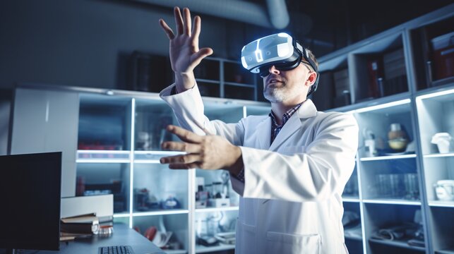 Researcher using virtual reality in the laboratory.