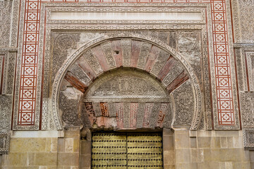The Mezquita, the historic great mosque of the beautiful Spanish city of Cordoba. Elaborate...