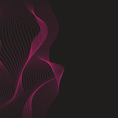 Purple line wave and black abstract background