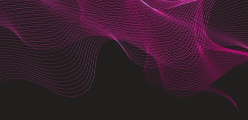 Purple line wave and black abstract background