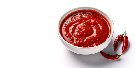 red chili sauce isolated on white background. generative AI - obrazy, fototapety, plakaty