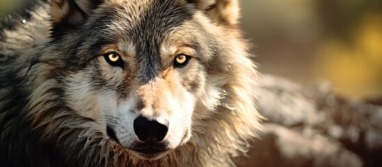 Fototapeta premium Close-up photo of a Timber Wolf or Gray Wolf with shallow focus.