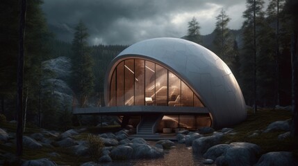 Futuristic sustainable houses. Created with generative AI.	