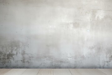 Empty Room with White Distressed Wall and Wooden Floor