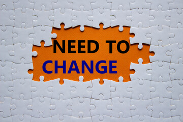Need to change symbol. Concept words Need to change on white puzzle. Beautiful orange background....