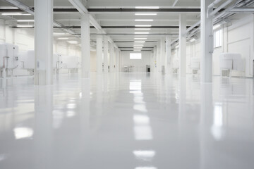 Big Clean and Uncluttered industrial Possibilities: Spacious White Storage Room ready for cargo. Product Showcase with Copy Space. High quality photo