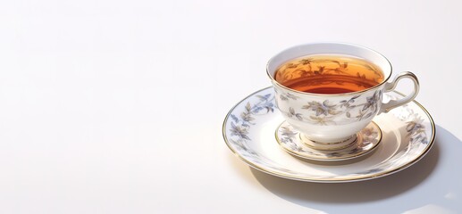 cup of warm tea on white background. generative AI