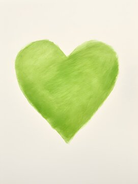 Chalk Drawing of a Heart in light green Colors. White Background with Copy Space
