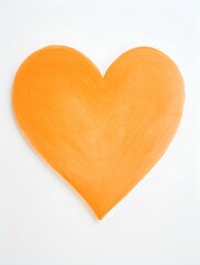 Chalk Drawing of a Heart in light orange Colors. White Background with Copy Space