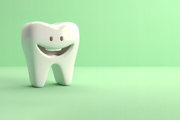 3D shape of white teeth on a greenbackground. generative AI
