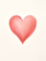 Chalk Drawing of a Heart in light red Colors. White Background with Copy Space