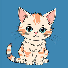 Cute kitten hand drawn cartoon vector illustration, sketch