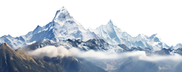 Picturesque landscape with majestic mountain peaks, cut out