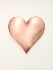 Chalk Drawing of a Heart in rose gold Colors. White Background with Copy Space