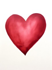 Obraz premium Chalk Drawing of a Heart in ruby Colors. White Background with Copy Space