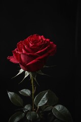 Beautiful red rose on black background.