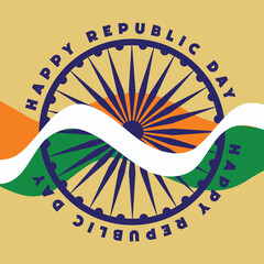 Happy republic day. Illustration of Indian flag