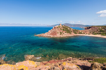 Cala Porticciolo in the bay of Porto Conte in Sardinia (Italy), near the city of Alghero. Porto Conte is a natural park. - 697383071