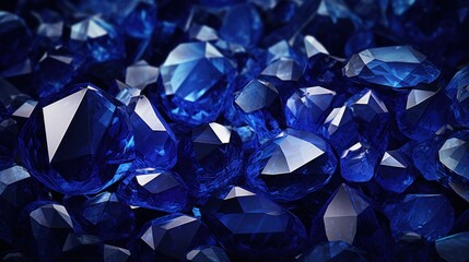  a pile of blue diamonds sitting on top of a pile of other blue diamonds on top of a pile of other blue diamonds. - obrazy, fototapety, plakaty
