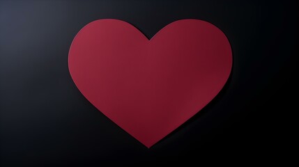 Burgundy Paper Heart on a black Background. Romantic Template with Copy Space